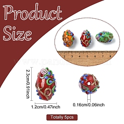 5шт 5 цвета бусины лэмпворк ручной работы&nbsp;LAMP-YW0004-23