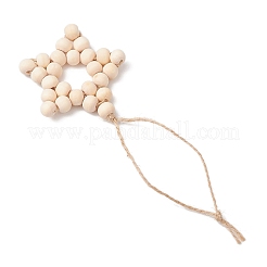 Звезда натуральный необработанный деревянный бисер подвесные украшения&nbsp;HJEW-JM02842-02