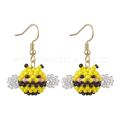 Серьги-подвески из стеклянных бусин ручной работы&nbsp;EJEW-MZ00565