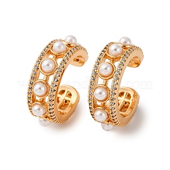 C-образные серьги-каффы из латуни с микропаве из прозрачных кубических цирконий&nbsp;EJEW-Z127-07G