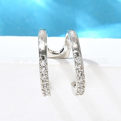 Серьги-каффы из латуни с прозрачным кубическим цирконием&nbsp;LS-EJEW-Q025-03A-P