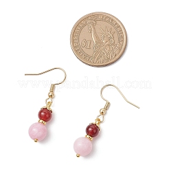 Круглые серьги-подвески из натурального кварца и сердолика EJEW-JE06473