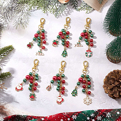 6 шт. рождественские украшения из эмалевого сплава&nbsp;HJEW-SP0001-31