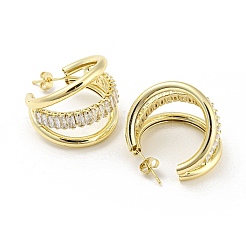 Латунные микро проложить серьги стержня кубического циркония&nbsp;EJEW-I300-08G