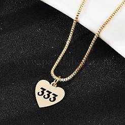 Ожерелья и комплекты из сплава с подвесками в виде сердца из латуни и счастливого числа 333 SJEW-P005-01G