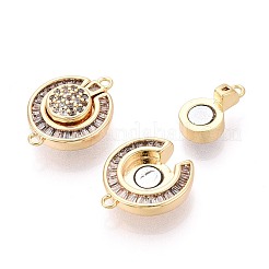 Латунные застежки с прозрачными фианитами и магнитными застежками&nbsp;KK-N287-08G