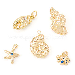 5 шт. 5 стиля латунных подвесок с микропаве из кубического циркония&nbsp;KK-TA0003-29