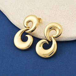 Серьги-гвоздики из латуни в форме двойной луны&nbsp;EJEW-F389-18G