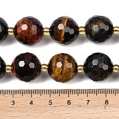 Трехцветные нити бусин из натурального тигрового глаза&nbsp;G-C249-A29-16mm