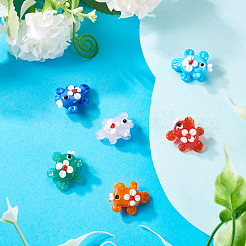 6 шт. 6-х цветные бусин-лэмпворк ручной работы с выпуклыми бусинами&nbsp;LAMP-TA0001-45