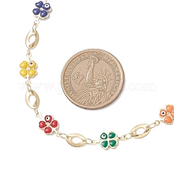 Латунные эмалевые цепочки с клевером от сглаза&nbsp;NJEW-JN05762