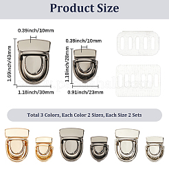 12 шт. 3 цвета железные застежки для сумок&nbsp;PURS-BBC0001-03