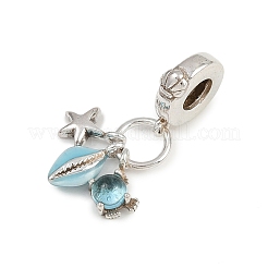 Океан латунные небесно-голубые эмалевые европейские подвески&nbsp;KK-P324-02P