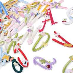 26 шт. буквы a~z с цветком полиэстер компьютерная вышивка ткань термоприклеиваемые/пришивные нашивки&nbsp;DIY-TAC0015-42