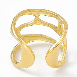 Ионное покрытие (ip) 304 нержавеющая сталь широкое полое открытое манжетное кольцо для женщин&nbsp;LS-RJEW-G275-02G