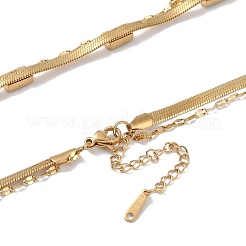 Двухслойные ожерелья из нержавеющей стали 304 с кубическим цирконием&nbsp;LS-NJEW-P302-04G