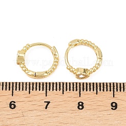 Серьги-кольца из латуни с микропаве и прозрачным кубическим цирконием в форме сердца&nbsp;EJEW-D348-26G