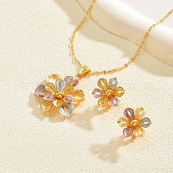 Комплекты из винтажных латунных серег-гвоздиков и ожерелий с подвесками в виде цветов для женщин&nbsp;GY5333