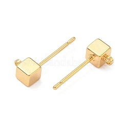 Фурнитура для сережек-гвоздиков в форме куба из латуни&nbsp;XGR0106G-121G