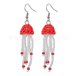 Серьги-подвески в виде медуз из нержавеющей стали 304 с бисерным стеклом&nbsp;EJEW-MZ00435-02