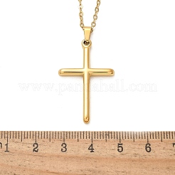 Ожерелья из нержавеющей стали 304 с подвеской-крестом и цепочкой&nbsp;NJEW-S442-05G