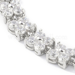 Благородные идеи подарков для женщин браслеты-цепочки из латуни платинового цвета с микропаве из кубического циркония и цветка cz&nbsp;BJEW-L472-01-1