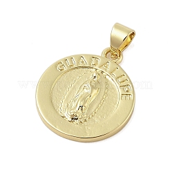 Плоские круглые подвески из настоящей латуни с покрытием из 18-каратного золота&nbsp;KK-Z074-19G