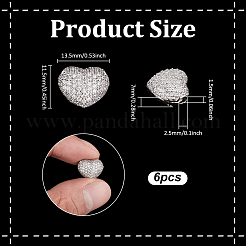 6 шт. латунные микрофибровые бусины из кубического циркония&nbsp;KK-PH0013-81P