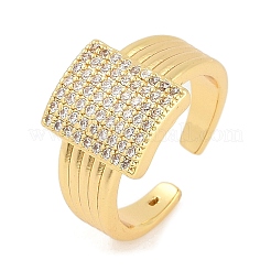 Открытые манжеты из латуни с микропаве и прозрачным цирконием для женщин&nbsp;LS-RJEW-M026-02G-03