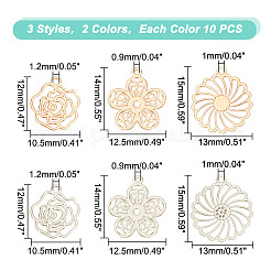60 шт. 6 стиля долговечных латунных подвесок с покрытием&nbsp;KK-HY0003-72