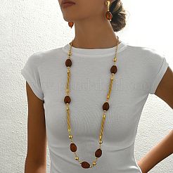 Элегантные винтажные повседневные серьги-гвоздики из сплава и смолы и комплекты ожерелий для женщин&nbsp;BU8446-1