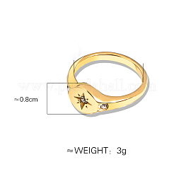 Плоские круглые кольца с узором в виде звезд из нержавеющей стали 304 с микропаве прозрачных кубических цирконий&nbsp;FS-WG7CEF6-01