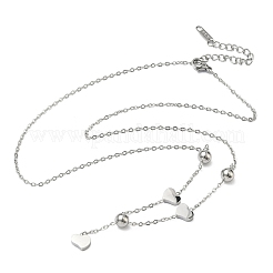 Кулоны в форме сердца из нержавеющей стали 304 с 201 круглой бусиной из нержавеющей стали.&nbsp;NJEW-D269-03P