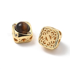 Латунные многорядные звенья с ромбом и натуральным тигровым глазом&nbsp;KK-B129-26B-02G