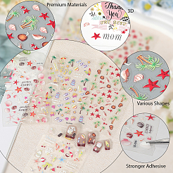 4 шт. 4 стиля самоклеящиеся наклейки для ногтей с изображением животных на тему океана&nbsp;MRMJ-SP0001-17