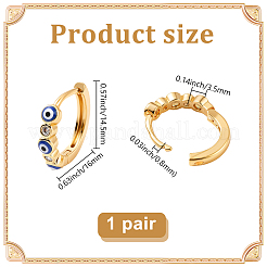 1 пара эмалевых серег-колец от сглаза с прозрачными кубическими цирконами&nbsp;EJEW-LP0004-99