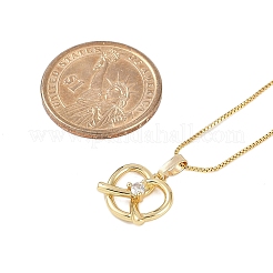 Латунный прозрачный кубический цирконий кулон в форме сердца ожерелья с цепочкой&nbsp;NJEW-M079-03G