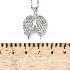 Латунные микропаве прозрачные кубические цирконии ожерелья с подвесками в виде крыльев ангела&nbsp;LS-NJEW-Z088-02P