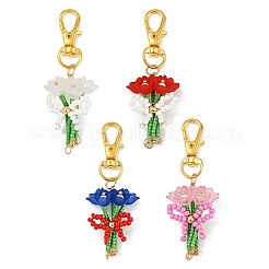 4шт. 4-х цветный букет ручной работы из стеклянных бусин и акриловых подвесок&nbsp;HJEW-MZ00269