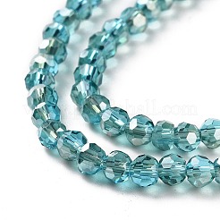 Полурадужные стеклянные граненые (32 грань) круглые бусины-проставки&nbsp;GLAA-A027-3mm-HR04