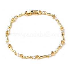 Браслеты-цепочки с закрученными звеньями из латуни с микропаве из прозрачных кубических цирконий для женщин&nbsp;BJEW-G764-06G