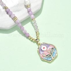 Женские ожерелья с подвесками из натурального лавандового аметиста&nbsp;NJEW-G165-01C-G