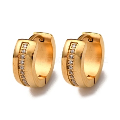 Серьги-кольца из нержавеющей стали 304 с прозрачным кубическим цирконием&nbsp;EJEW-D331-08B-G