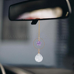 2 шт. Звезда натуральный розовый кварц и аметист и стеклянный круглый кулон украшение&nbsp;HJEW-DR00183