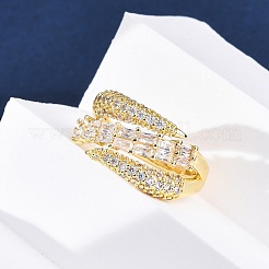 Кольца для женщин с микропаве из латуни и прозрачными кубическими цирконами&nbsp;RJEW-U047-12G