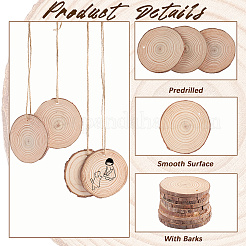 20 шт. плоские круглые необработанные подвески из деревянной щепы&nbsp;WOOD-CP0001-14B