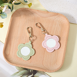 Вырезанная полая 2шт 2 цвета искусственная кожа подвесные украшения&nbsp;HJEW-CL0001-04B