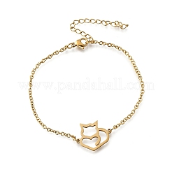 201 браслет из нержавеющей стали с лисьими звеньями&nbsp;BJEW-B128-05G