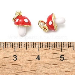 Осенние латунные эмалированные подвески в виде красных грибов&nbsp;KK-H254-06G