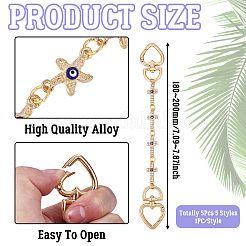 5 шт. 5 стиля цепи из сплава от сглаза цепи-удлинители для сумок&nbsp;AJEW-TAC00036